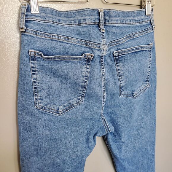 TopShop Jamie Distressed Skinny Jeans Actual Size 28 Medium Wash Stretch *READ* - Picture 6 of 9